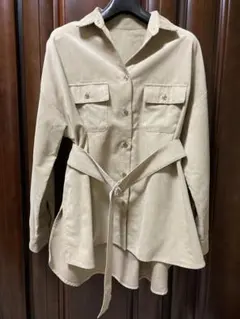 AZUL by moussy 2WAYコーデュロイ オーバーシャツ　ベージュ　Ｍ
