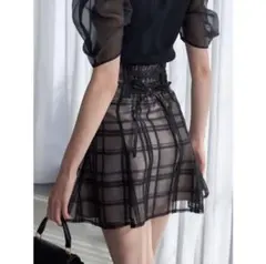 マーキュリーデュオ 新品 シアーチェック フレアミニスカート