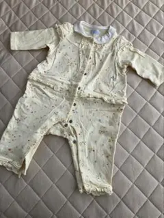 ミキハウス 花柄ロンパース クリーム色