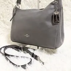 【美品】コーチ　coach F32470 グレー　ハンド　ショルダー　メタル