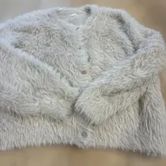 GU ファー素材 長袖カーディガン グレージュ　XL