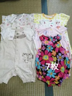 ロンパース　7枚セット 70cm　夏　半袖 6-12ヶ月 女の子　綿100%