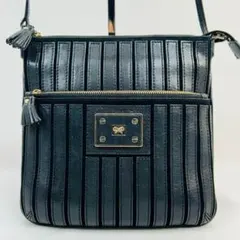 アニヤハインドマーチ　ショルダー　サコッシュ　斜めがけ　タッセル　レザー　黒