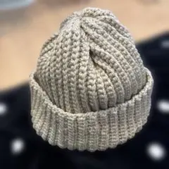 ベージュ ニット帽 フリーサイズ