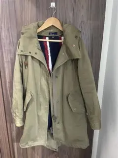 美品 フレッドペリー チェック柄ボアライナー&ファー モッズコート オリーブ L 美品 フレッドペリー チェック柄ボアライナー&ファー モッズ