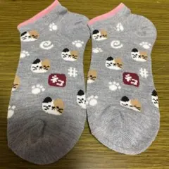 5点目100円♡新作♡新品♡ねこちゃん♡スニーカー丈♡グレー♡レディース靴下