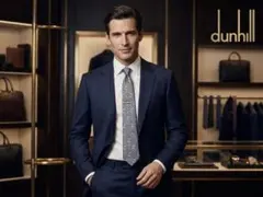 【dunhill】総柄シルクネクタイ ブルー×クラシック柄 ダンヒル