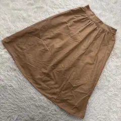 アースミュージックエコロジー【F】ミディフレアスカート 裏地付き 古着 ベージュ