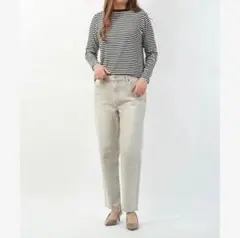 アッパーハイツ　ダメージ加工　テーパード　ストレッチ　デニム　レディース　22