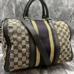 ✨美品✨GUCCI GG シェリーライン 2way ボストンバッグ ネイビー