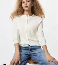 ユニクロ　メリノリブクルーネックショートカーディガン　新品