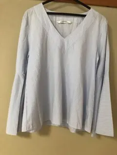 ZARA WOMAN ストライプ 長袖 フレアスリーブ ブラウス S