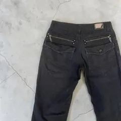 スタッズデニムパンツ ブラック Zip ギミック Y2K グランジ