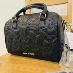 メゾンドフルール チャーム付き　　リボンキルティングボストンバッグ