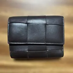 ボッテガヴェネタ マキシイントレチャート 三つ折り財布　ダークブラウン