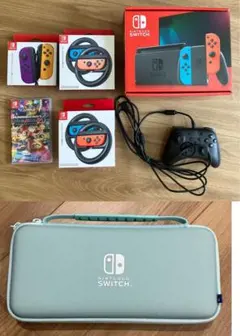 NintendoSwitch+マリオカート8デラックス+ジョイコン+ハンドル他