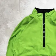 レア90sナイキ 刺繍 ハーフジップ ナイロンジャケット グリーン 黄緑 L