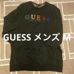 GUESS スウェット トレーナー 黒 メンズ M 刺繍 長袖 秋 冬 古着