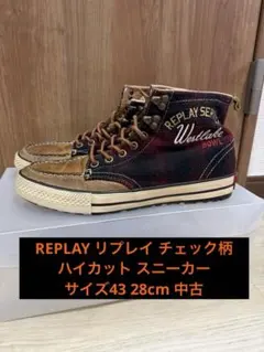 REPLAY リプレイ スニーカー チェック柄 サイズ43 28cm 中古のサムネイル
