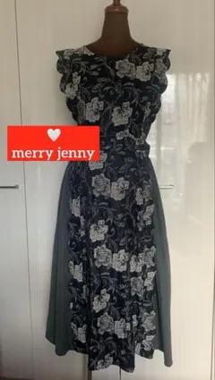美品 メリージェニーmerry jenny コンビスカラップジャガードワンピース