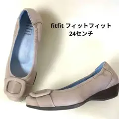 【美品】fitfit フィットフィット スクエアバックル パンプス 24.0cm
