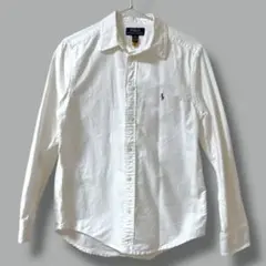 ラルフローレン 160cm コットン 長袖シャツ ポロ 刺繍 白 ホワイト