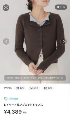 レイヤードニット　ブラウン　美品