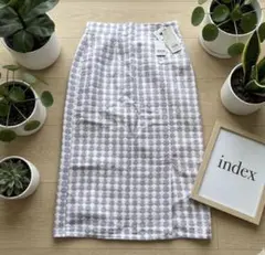 index インデックス チェック柄 タイトスカート ラベンダー L 新品タグ付のサムネイル