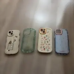 iPhone15ケース　4点セット　白　水色　ベージュ