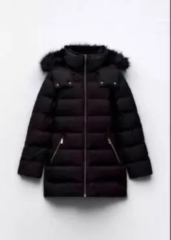 ZARA セミロング丈フード付きダウンジャケット