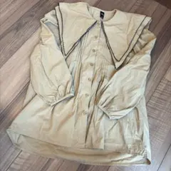 SHEIN☆長袖ブラウス ビッグカラー ベージュ S