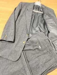 送料無料　Papas　麻混スタンドカラースーツ　M46　パンツLL　クリーニング済み　ゆうパック パパス（スーツ・セットアップ｜メンズファッション）の通販