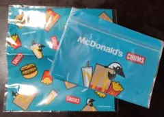 マクドナルド福袋　青　ジッパーポーチ　クリーナークロス