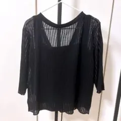 INGNI リボン付シアー半袖ニットカーディガン＋キャミセット