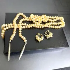 【美品】ピンクパールネックレス&イヤリングセット　シルバー金具