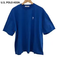 U.S. POLO ASSN. ストリート系　刺繍ロゴ　青 半袖　Tシャツ　M