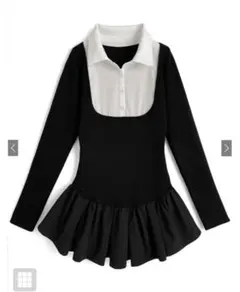 【新品未使用‼️】GRL シャツドッキングフレアニットミニワンピース ru1204