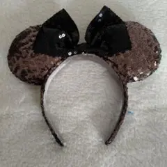 ディズニー　ランド＆シー　カチューシャ　スパンコール　リボン　Minnieミニー