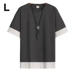 tシャツ メンズ 半袖 重ね着風 無地 ティーシャツ 綿 柔らかい 快適
