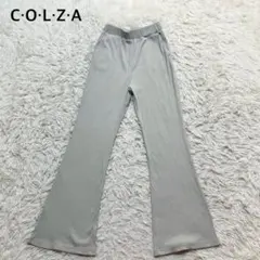 コルザ　フレアパンツ　リブニット　イージー　ウエストゴム　スラックス　カジュアル