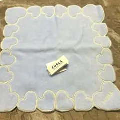 FURLA ハンカチ ライトブルー ハートモチーフ