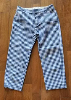 中古美品ROPEギンガムチェッククロップドパンツ(M)ブルーギンガムチェック