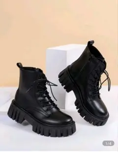 完売 SHEIN レースアップ 厚底ブーツ 36 22.5cm