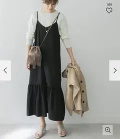 URBAN RESEARCH ワンピース 黒 ティアードキャミソールワンピース