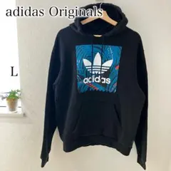 adidas Originals 裏起毛パーカー ビッグロゴ L ブラック