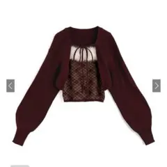 GRL アーガイル柄ファーキャミソール×ボレロニット