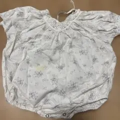 韓国こども服 花柄ホワイトコットンロンパース