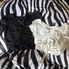 SHEIN ショート丈結び目Tシャツ 2枚セット