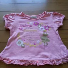 énécru 95 フーセンうさぎ ピンクフリル袖Tシャツ 花柄のサムネイル