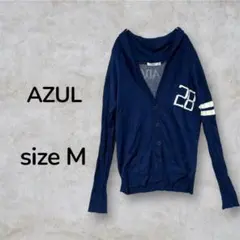 AZUL Ｖネック　カーディガン　長袖ニット　ネイビー　サイズM 古着のサムネイル